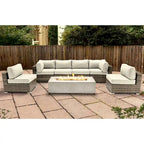 Ensemble de sièges LSI 6 personnes avec foyer et coussins Sunbrella