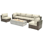 Ensemble de sièges LSI 6 personnes avec foyer et coussins Sunbrella
