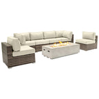 Ensemble de sièges LSI 6 personnes avec foyer et coussins Sunbrella
