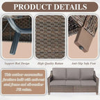 Canapé de patio 3 places avec assise profonde - Marron