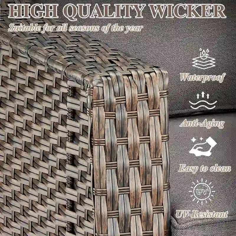 Canapé de patio 3 places avec assise profonde - Marron