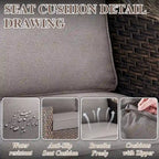 Canapé de patio 3 places avec assise profonde - Marron