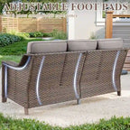 Canapé de patio 3 places avec assise profonde - Marron