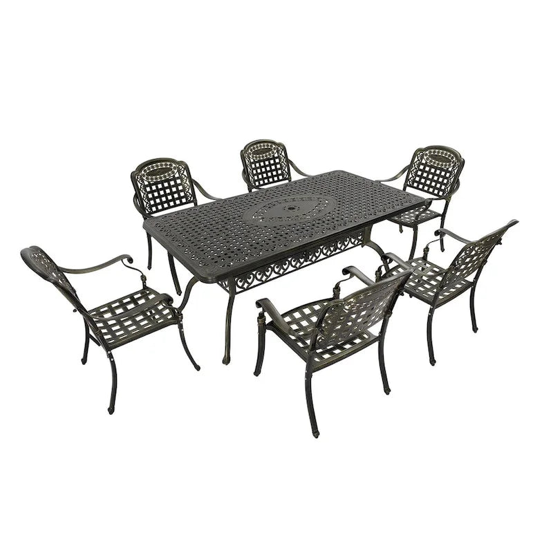 71 rectangle cast aluminum dining set