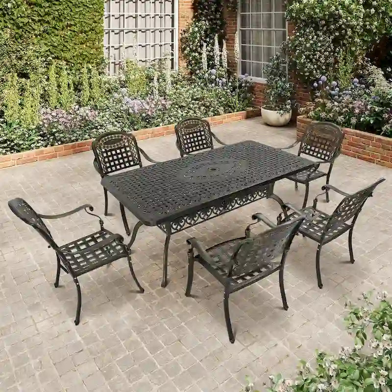 Ensemble de salle à manger rectangulaire en fonte d'aluminium 71