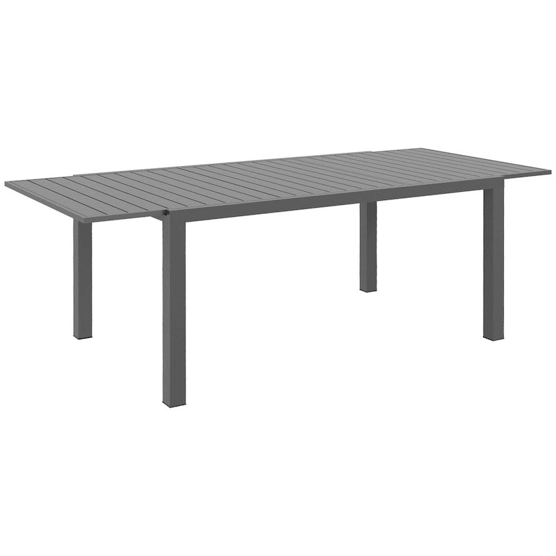 Table de patio extensible, table de patio rectangulaire, table à manger d'extérieur pour 6 à 8 personnes avec structure en aluminium et plateau à lattes