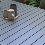 Table de patio extensible, table de patio rectangulaire, table à manger d'extérieur pour 6 à 8 personnes avec structure en aluminium et plateau à lattes