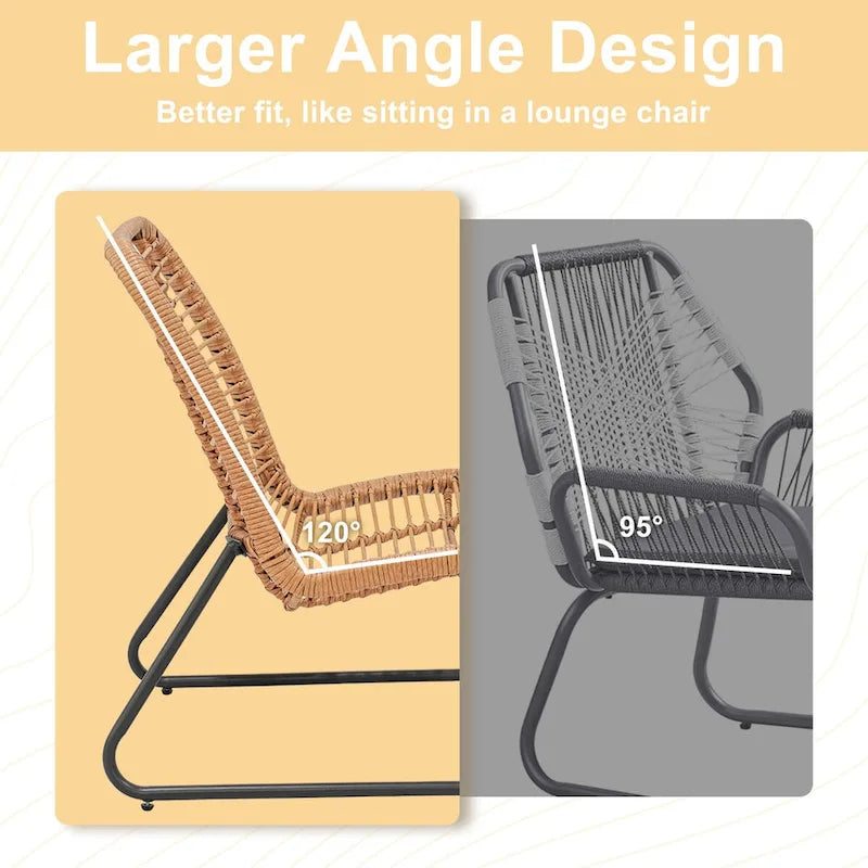 Ensemble de mobilier de jardin en rotin tressé avec coussins (lot de 3) - 59 cm (L) x 75 cm (l) x 82 cm (H)