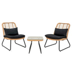 Ensemble de mobilier de jardin en rotin tressé avec coussins (lot de 3) - 59 cm (L) x 75 cm (l) x 82 cm (H)