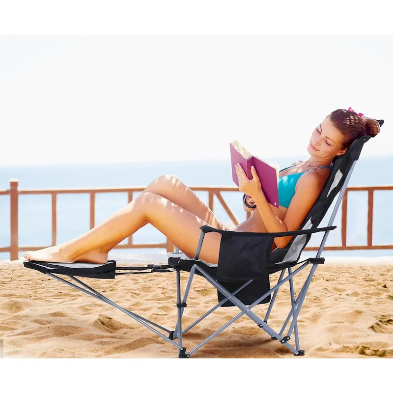 Chaises de camping, chaises de camping portables, repose-pieds amovible, coussin rembourré