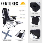 Chaises de camping, chaises de camping portables, repose-pieds amovible, coussin rembourré