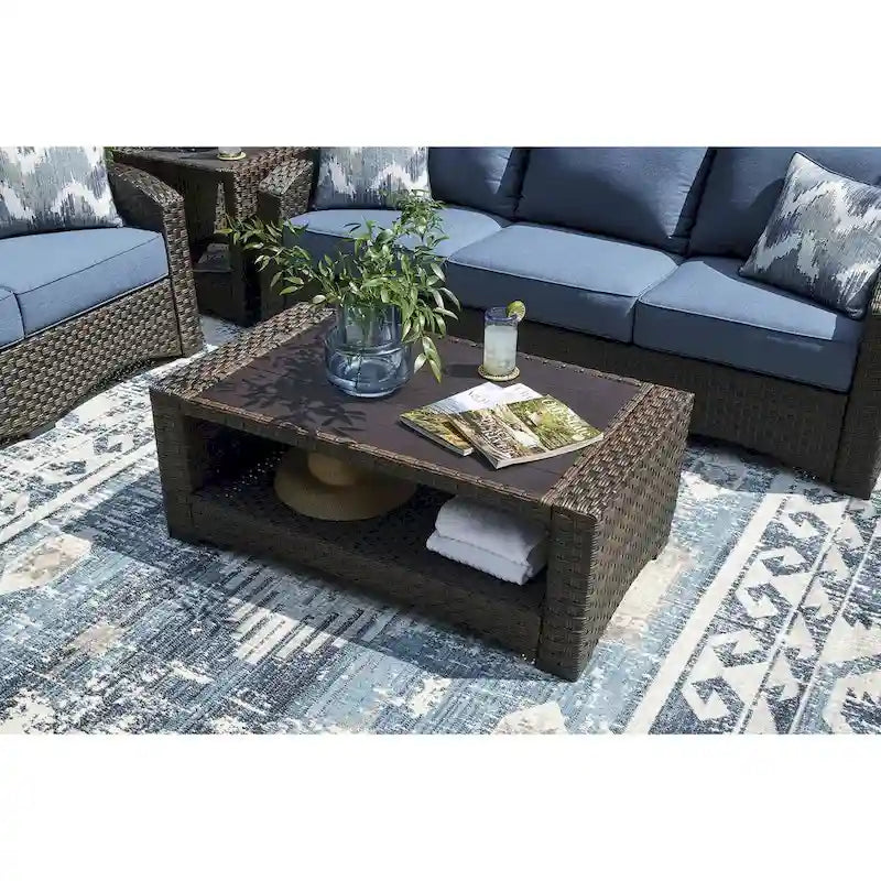 Signature Design by Ashley Windglow Brown Outdoor Coffee Table - 44.38 W x 25.38 D x 16.63 H