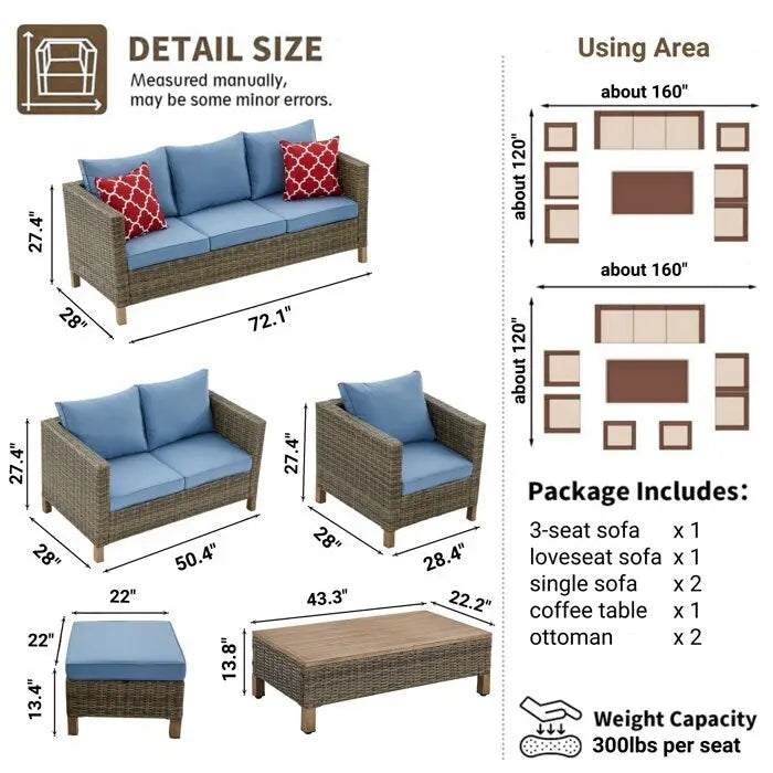 Ensemble de sièges modulables 7 pièces avec coussins