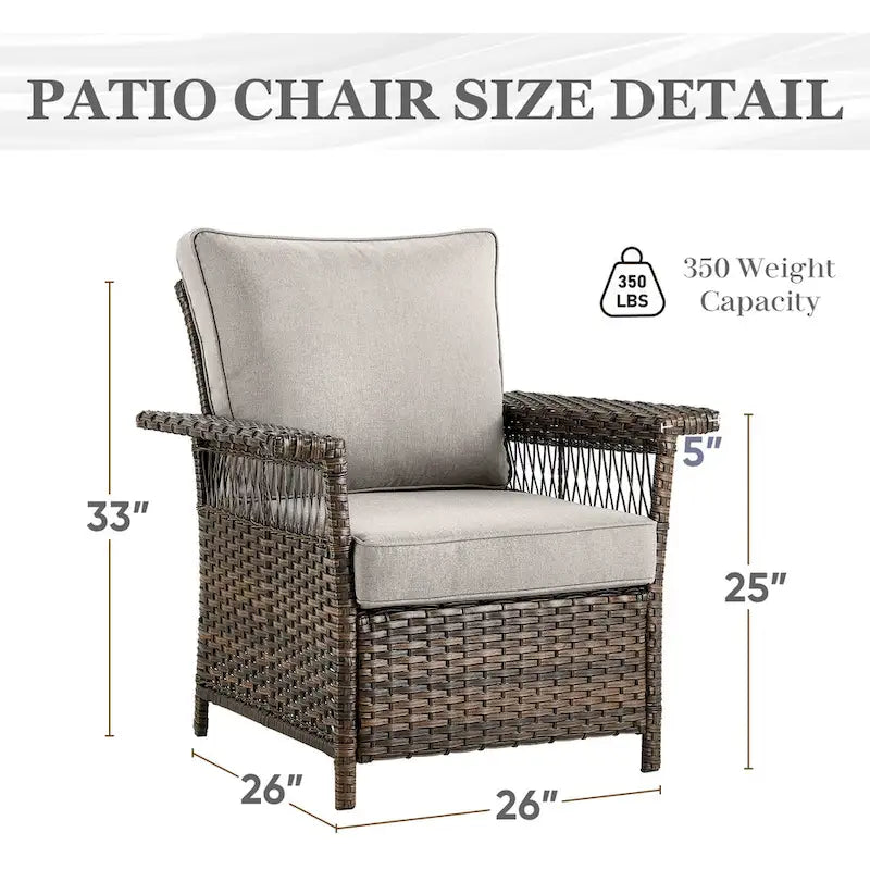 Ensemble de mobilier de jardin en rotin 3 pièces - Marron