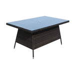 Mobilier de terrasse extérieur, table à manger rectangulaire avec plateau en verre trempé transparent