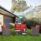 Ensemble de conversation de mobilier de patio extérieur rouge 4 pièces