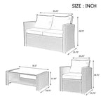 Ensemble de conversation de mobilier de patio extérieur rouge 4 pièces