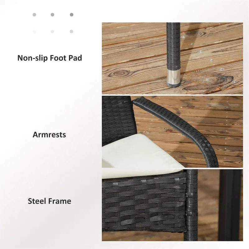 Chaises de jardin empilables Outsunny en rotin PE avec coussins, lot de 2