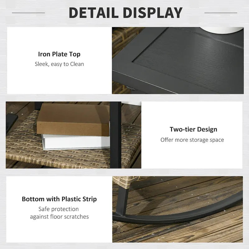 Ensemble de 3 fauteuils à bascule pour patio avec 2 fauteuils à bascule rembourrés pour véranda