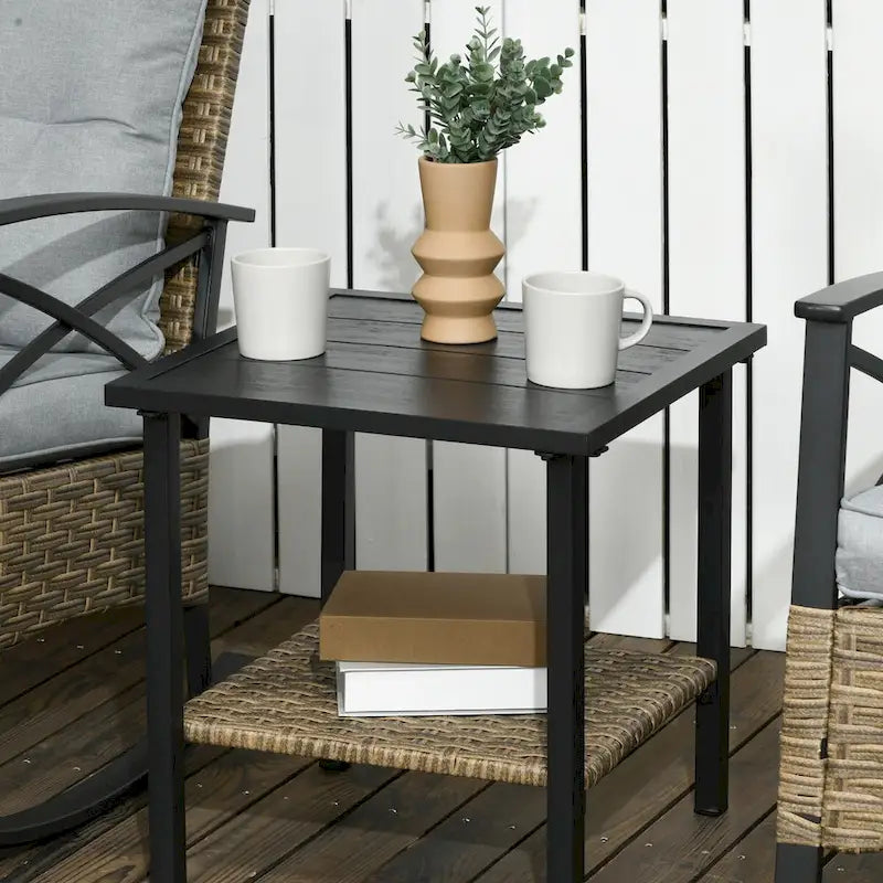 Ensemble de 3 fauteuils à bascule pour patio avec 2 fauteuils à bascule rembourrés pour véranda