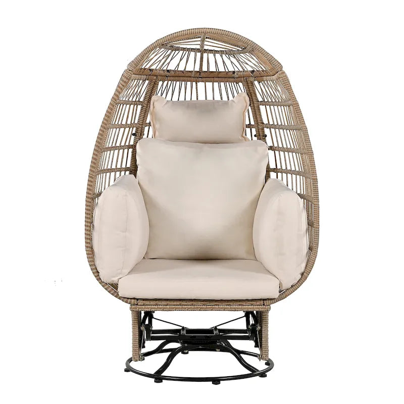 Fauteuil de jardin en rotin en forme d'œuf avec bascule
