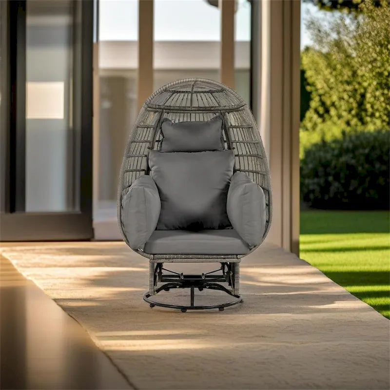Rattan Egg Patio Chair with Rocking