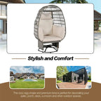 Fauteuil de jardin en rotin en forme d'œuf avec bascule