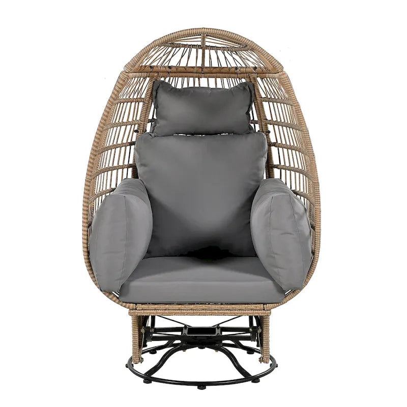 Fauteuil de jardin en rotin en forme d'œuf avec bascule