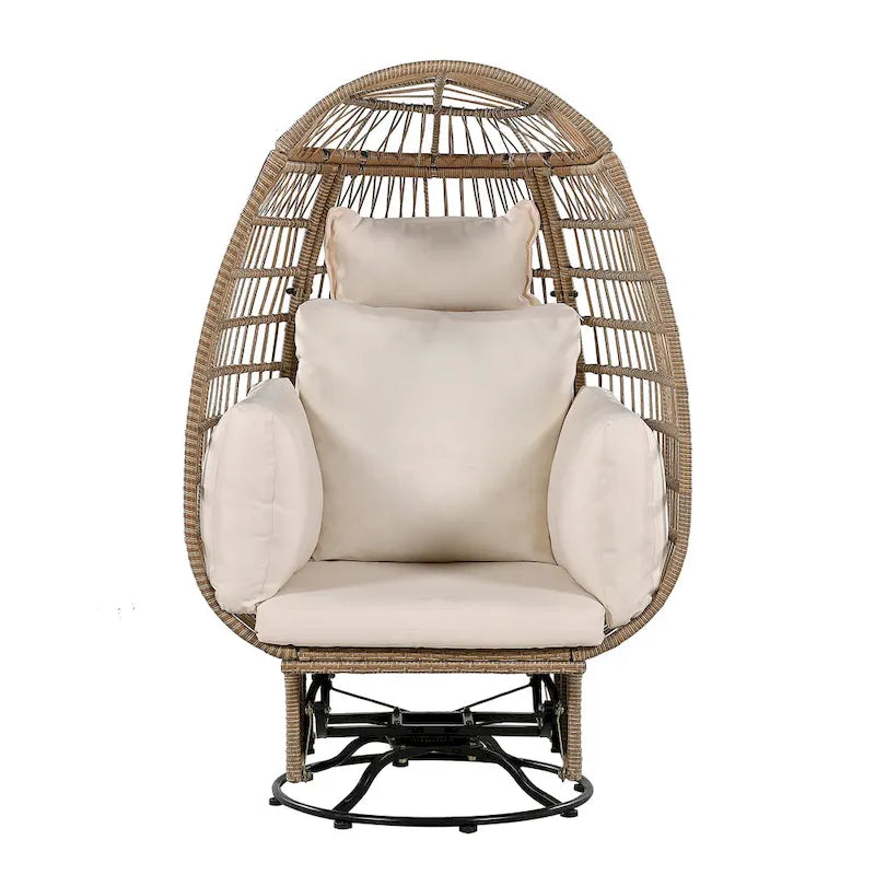 Fauteuil de jardin en rotin en forme d'œuf avec bascule