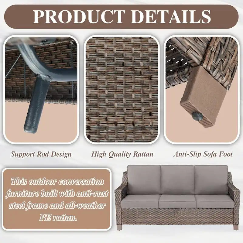 Fauteuils pivotants avec repose-pieds et table basse - Marron