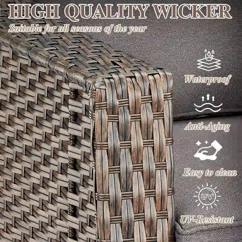 Fauteuils pivotants avec repose-pieds et table basse - Marron