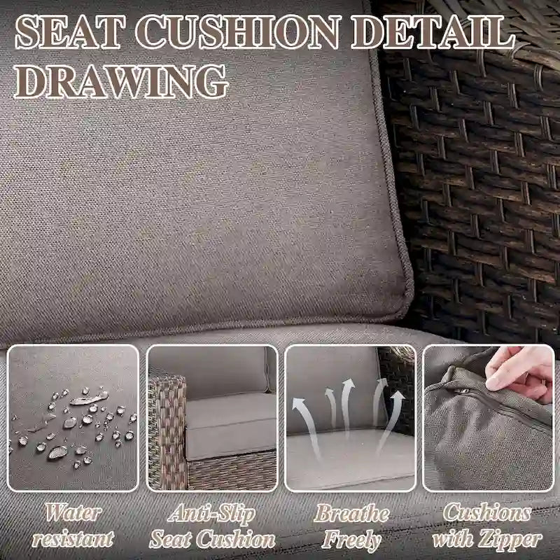 Fauteuils pivotants avec repose-pieds et table basse - Marron