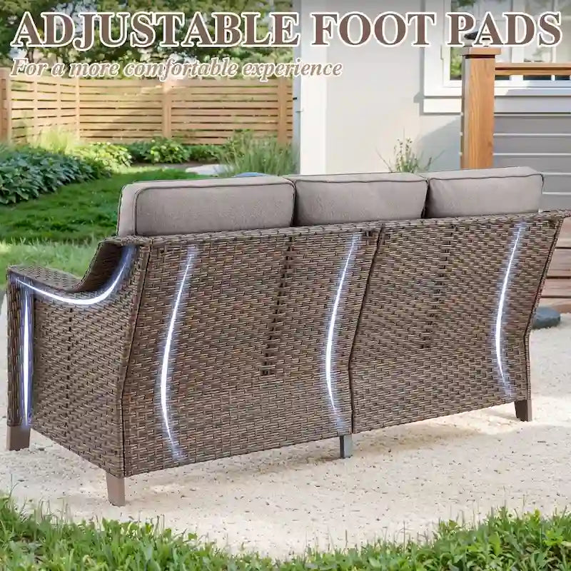 Fauteuils pivotants avec repose-pieds et table basse - Marron