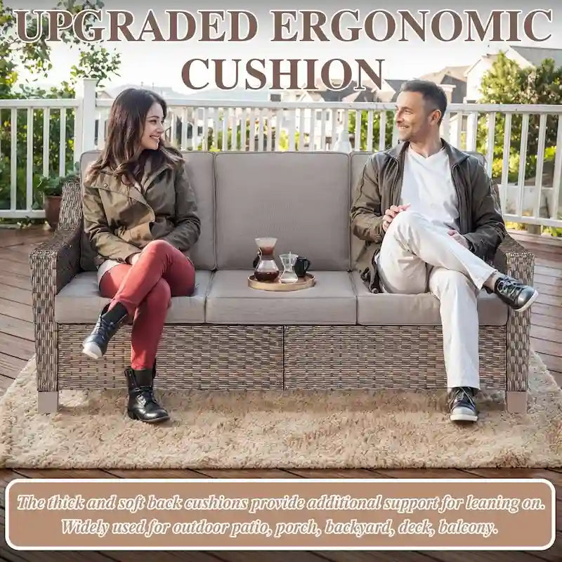 Fauteuils pivotants avec repose-pieds et table basse - Marron