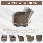 Fauteuils pivotants avec repose-pieds et table basse - Marron