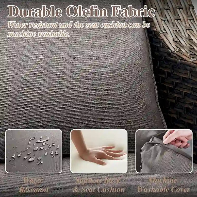 Fauteuils pivotants avec repose-pieds et table basse - Marron