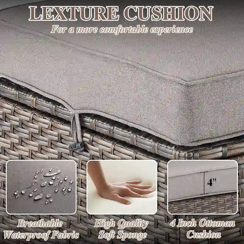 Fauteuils pivotants avec repose-pieds et table basse - Marron