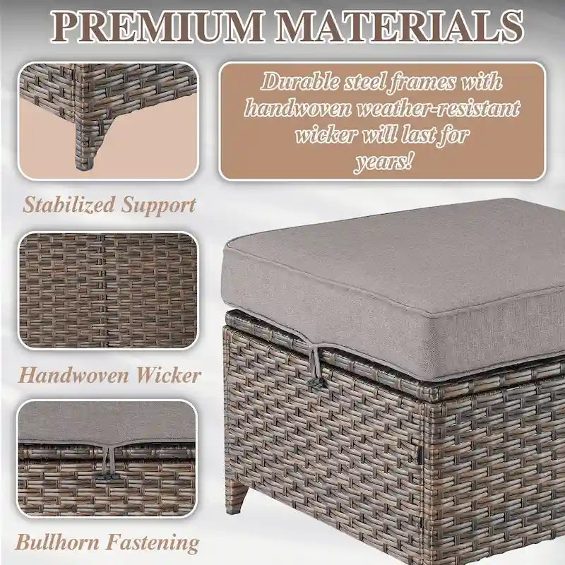 Fauteuils pivotants avec repose-pieds et table basse - Marron