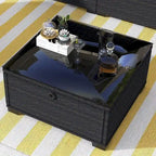 Ensemble de 6 meubles de jardin en rotin tressé avec auvent