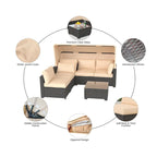 Ensemble de 6 meubles de jardin en rotin tressé avec auvent