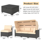 Ensemble de 6 meubles de jardin en rotin tressé avec auvent