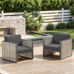 2 Pieces PE Rattan Wicker Chairs - Dar Gray