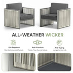 Lot de 2 chaises en rotin synthétique PE - Gris foncé