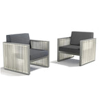 Lot de 2 chaises en rotin synthétique PE - Gris foncé
