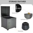 Ensemble de canapé d'angle d'extérieur 4 pièces en résine tressée PE tressée à la main, avec coussins et coffre de rangement