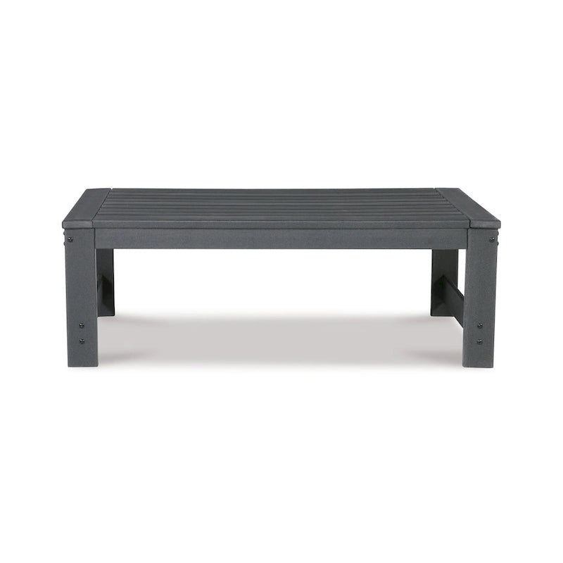 Table basse d'extérieur Wigo 122 cm, plateau à lattes, style moderne, gris anthracite
