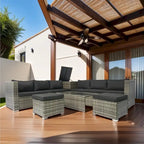8 Piece Patio Sectional Rattan Sofa Set