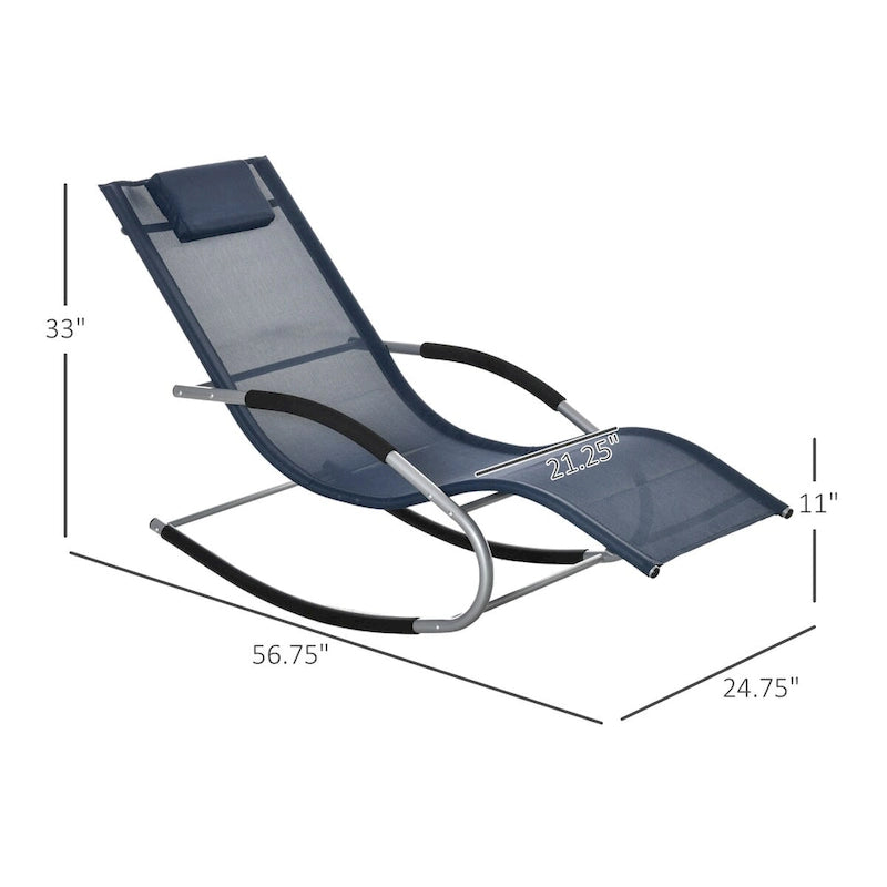 Fauteuil à bascule zéro gravité avec coussin amovible et tissu résistant aux intempéries