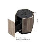 Table d'angle/table de chevet hexagonale Oaks Aura, style champêtre rétro, avec tiroir, finition chêne texturé noir et chaleureux.