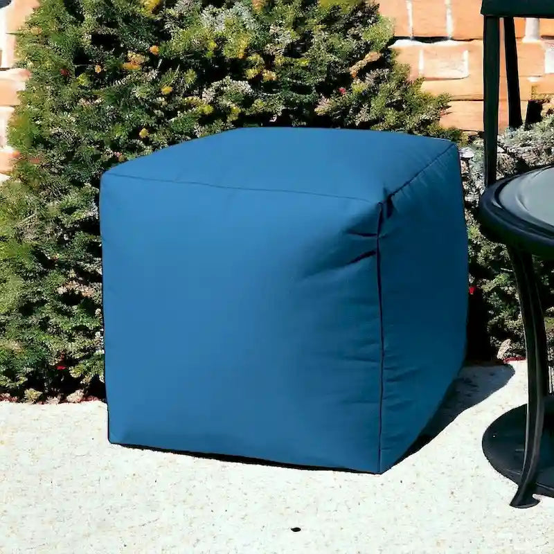 HomeRoots 17 Cool Bright Teal Blue Solid Color Indoor Outdoor Pouf Cover - 17' X '17' X '1